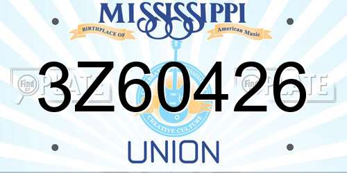 3Z60426 Mississippi License Plate