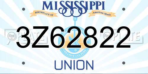 3Z62822 Mississippi License Plate