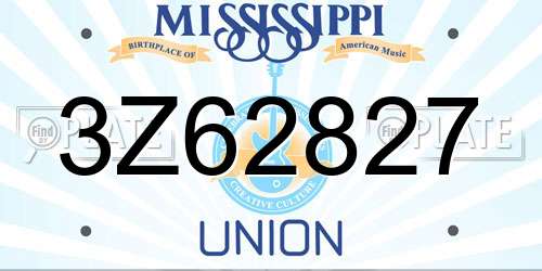 3Z62827 Mississippi License Plate