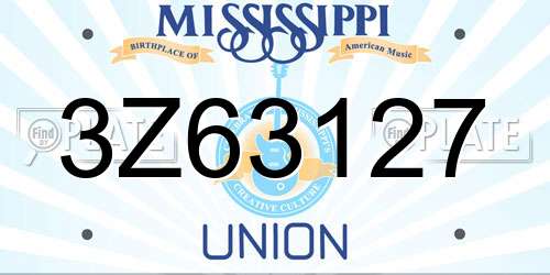 3Z63127 Mississippi License Plate