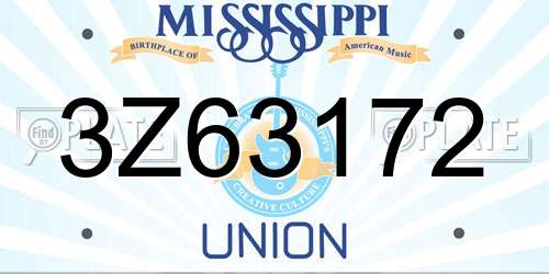 3Z63172 Mississippi License Plate