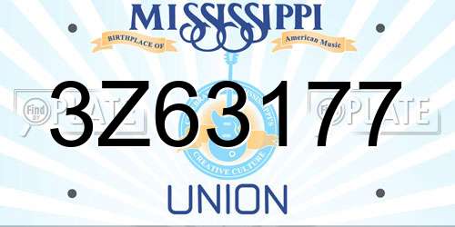3Z63177 Mississippi License Plate