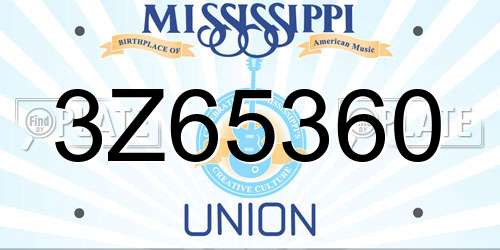 3Z65360 Mississippi License Plate
