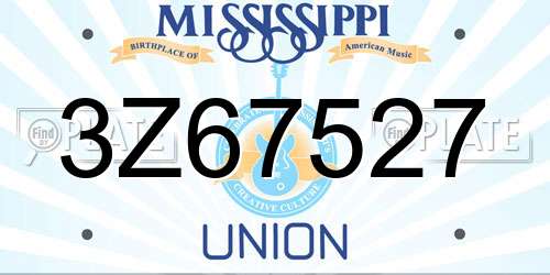 3Z67527 Mississippi License Plate