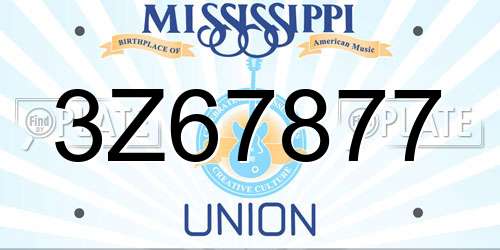 3Z67877 Mississippi License Plate