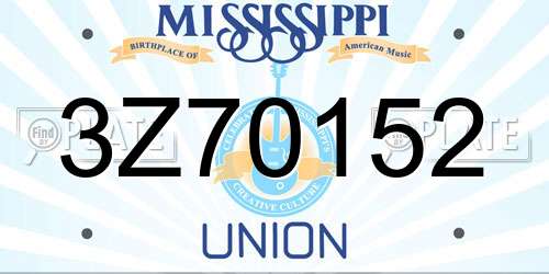 3Z70152 Mississippi License Plate