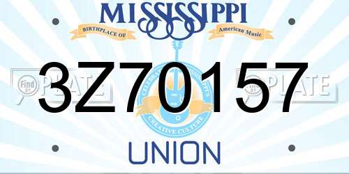 3Z70157 Mississippi License Plate