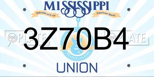 3Z70B4 Mississippi License Plate