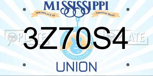 3Z70S4 Mississippi License Plate
