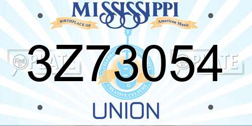 3Z73054 Mississippi License Plate