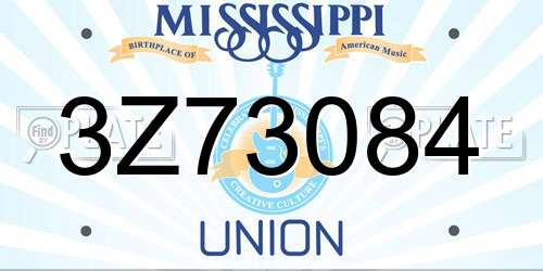3Z73084 Mississippi License Plate