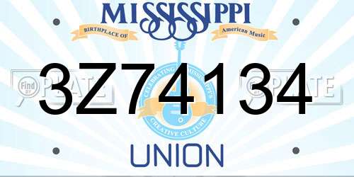3Z74134 Mississippi License Plate