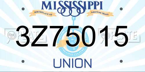 3Z75015 Mississippi License Plate