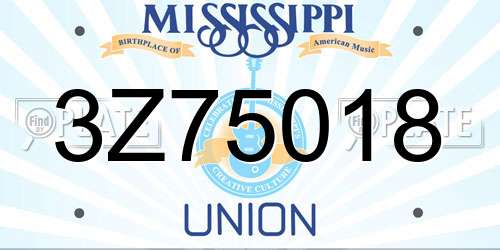 3Z75018 Mississippi License Plate