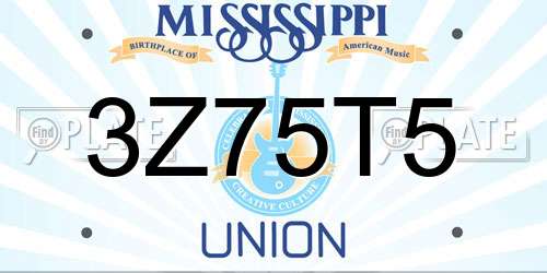 3Z75T5 Mississippi License Plate
