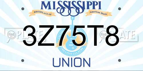 3Z75T8 Mississippi License Plate