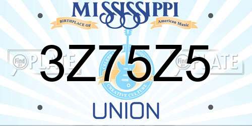 3Z75Z5 Mississippi License Plate