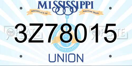 3Z78015 Mississippi License Plate