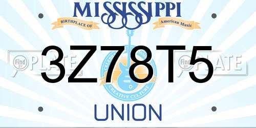 3Z78T5 Mississippi License Plate
