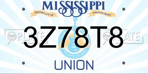 3Z78T8 Mississippi License Plate