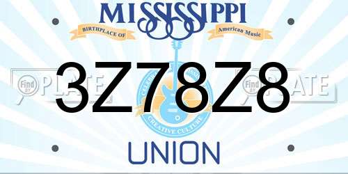 3Z78Z8 Mississippi License Plate