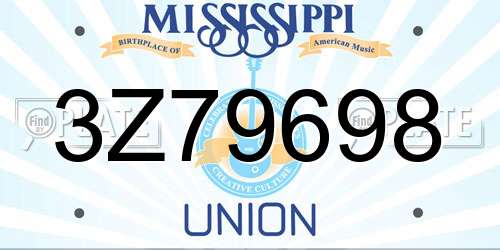 3Z79698 Mississippi License Plate