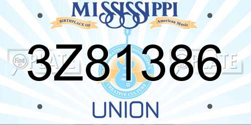 3Z81386 Mississippi License Plate