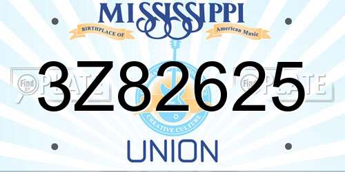 3Z82625 Mississippi License Plate
