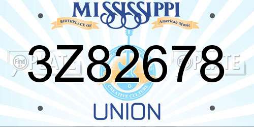 3Z82678 Mississippi License Plate