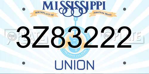 3Z83222 Mississippi License Plate