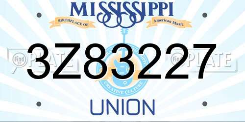 3Z83227 Mississippi License Plate