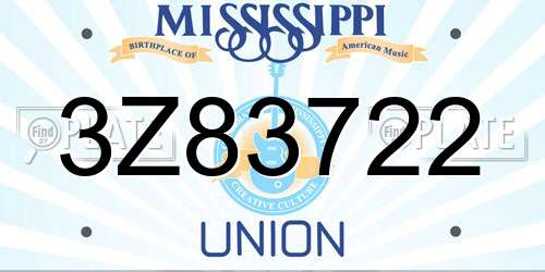 3Z83722 Mississippi License Plate
