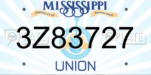 3Z83727 Mississippi License Plate