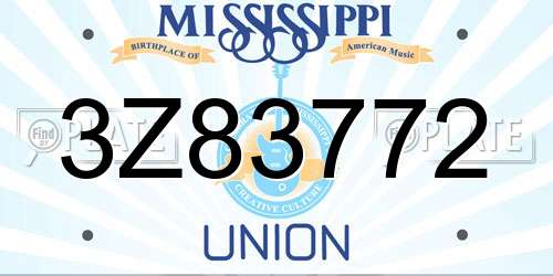 3Z83772 Mississippi License Plate