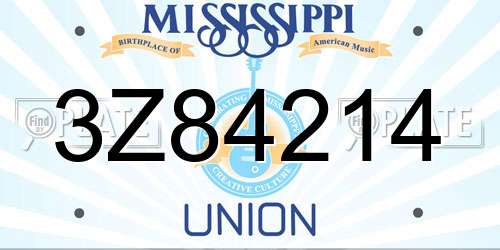 3Z84214 Mississippi License Plate