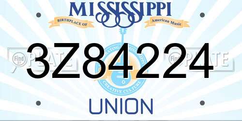 3Z84224 Mississippi License Plate