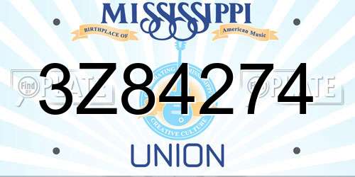 3Z84274 Mississippi License Plate