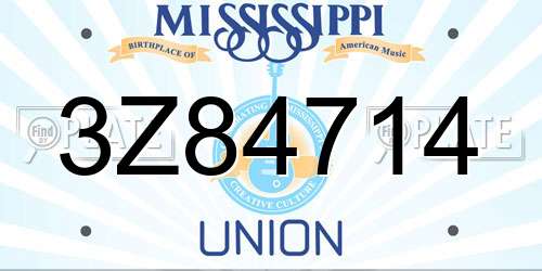3Z84714 Mississippi License Plate