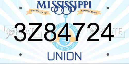 3Z84724 Mississippi License Plate