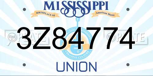 3Z84774 Mississippi License Plate