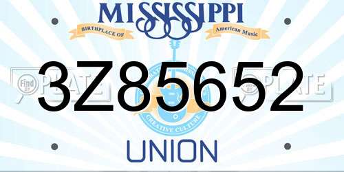 3Z85652 Mississippi License Plate