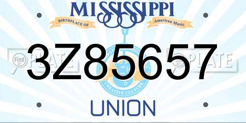 3Z85657 Mississippi License Plate