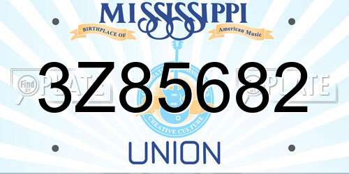 3Z85682 Mississippi License Plate