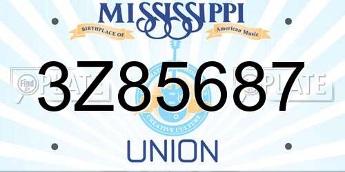 3Z85687 Mississippi License Plate