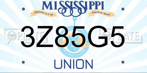 3Z85G5 Mississippi License Plate