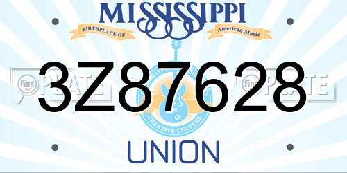 3Z87628 Mississippi License Plate