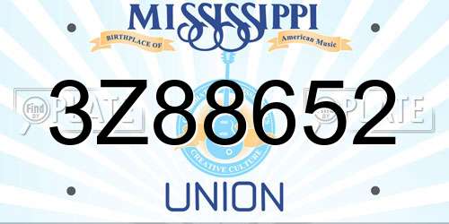 3Z88652 Mississippi License Plate