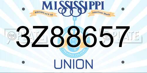3Z88657 Mississippi License Plate