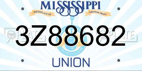 3Z88682 Mississippi License Plate