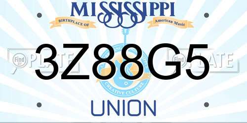 3Z88G5 Mississippi License Plate